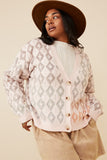 HK1344 Blush Mix Womens Ombre Diamond Cropped Button Cardigan Full Body