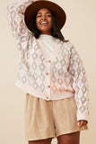 HK1344 Blush Mix Womens Ombre Diamond Cropped Button Cardigan Back