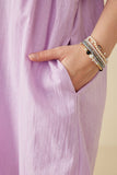 HK1375 LAVENDER Womens Textured Lace Trim Ruffle Sleeve Top Full body