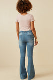 HK1396W Denim Plus Flared Elastic Waist Stretch Denim Jeans Side