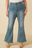 HK1396 Denim Womens Flared Elastic Waist Stretch Denim Jeans Editorial