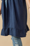 HK1438W Blue Plus Washed Textured Short Sleeve Kimono Full Body