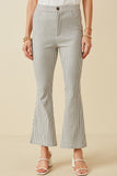 HK1548 Grey Womens Stretch Pinstripe Flared Pants Front