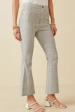 HK1548 Grey Womens Stretch Pinstripe Flared Pants Back