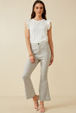 HK1548W GREY Plus Stretch Pinstripe Flared Pants Front