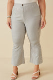 HK1548W GREY Plus Stretch Pinstripe Flared Pants Front