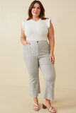 HK1548W GREY Plus Stretch Pinstripe Flared Pants Full Body