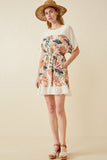 HK1597 IVORY Women Contrast Tree Print Dolman Sleeve Dress Back