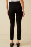 HK1816 Off White Womens Elastic Waist Slitted Knit Pants Detail