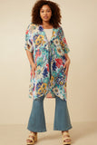 Vivid Floral Tassel Tie Chiffon Kimono