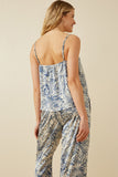 HK1895W Blue Plus Floral Print Sheen Cami Full Body