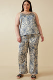 HK1895 Blue Womens Floral Print Sheen Cami Back