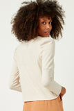 HN4132 OATMEAL Womens Puff Shoulder Marled Knit Buttoned Cardigan Back