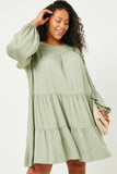 Ruffled Shoulder Long Sleeve Dress