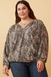 Paisley Print Surplice Puff Sleeve Top