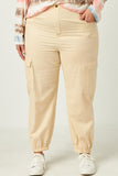 HN4216W CREAM Plus Corduroy Zip Fly Cargo Joggers Gif