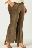 HN4221 BLACK Womens Wide Leg Velvet Corduroy Pants Front