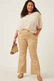 Button Closure Stretch Checkered Pants