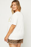 Hy1158 Off White Womens Love Flocked T Shirt Full Body