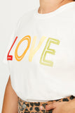 Hy1158 Off White Womens Love Flocked T Shirt Pose