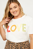 Hy1158 Black Womens Love Flocked T Shirt Detail