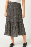 HY1295 Coffee Womens Dotted Tiered Midi Skirt Full Body