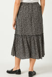 HY1295 Coffee Womens Dotted Tiered Midi Skirt Detail
