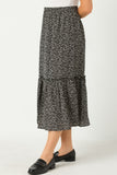 HY1295 Coffee Womens Dotted Tiered Midi Skirt Back