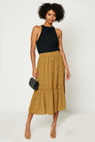 Hy1295W Coffee Plus Dotted Tiered Midi Skirt Detail