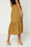 Hy1295W Coffee Plus Dotted Tiered Midi Skirt Side