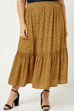 Hy1295W Coffee Plus Dotted Tiered Midi Skirt Full Body