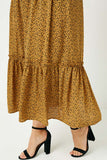 Hy1295W Coffee Plus Dotted Tiered Midi Skirt Front