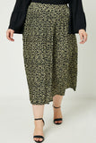 Leopard Print Pleated Midi Skirt