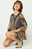 Plus Long Sleeve Mixed Patchwork Print Top Whole Body