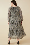 HY2248 Black Womens Paisley Print Long Sleeve Maxi Dress Back