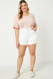 Distressed Frayed Detail Denim Shorts