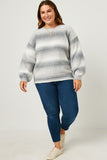 Engineered Stripe Puff Sleeve Pullover Sweater