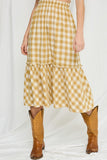 Checkered Ruffle Tiered Skirt