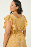 HY2968 YELLOW Womens Button Back Ruffled Square Neck Tank Dress Detail