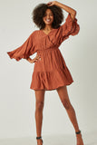 HY5272W Brick Plus Exaggerated Open Ruffled Dolman Sleeve Dress Gif