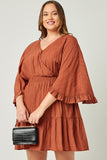 Exaggerated Open Ruffled Dolman Sleeve Dress