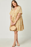 Womens Plaid Patch Pocket Button Down Dress