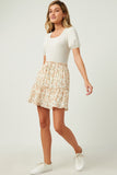 HY5713W Ivory Plus Crinkle Textured Elastic Waist Tiered Skirt Full Body