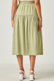 HY5715W Sage Plus Gingham Elastic Waist Button Down Skirt Gif