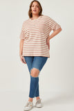 Waffle Textured Mixed Stripe Oversize Knit Tee