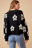 HY6090 Olive Womens Disteressed Floral Patterned Pullover Sweater Gif