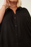 HY6126 Black Womens Button Up Collared Dolman Shirt Full Body