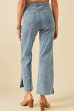 HY6153W Light Denim Plus Side Slit Distressed Bootcut Stretch Denim Back