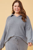 Open Collar Long Sleeve Fleece Top