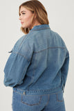 HY6241W Denim Plus Cargo Pocket Washed Denim Jacket Gif